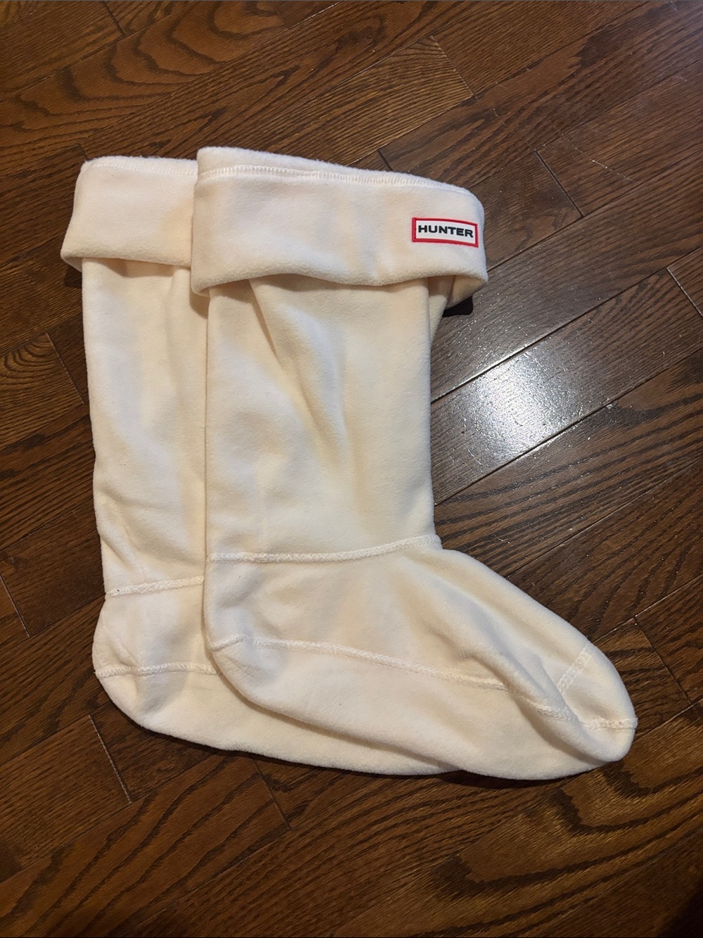 Hunter Cream Tall Boot Sock Liners with Logo Patch